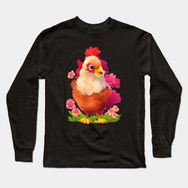 Chickens in bloom Long Sleeve T-Shirt by NONGENGZ